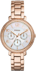 Fossil Jacqueline Multi Function Mother of Pearl Dial Rose Gold Steel Strap Watch for Women - ES3757 Watches Fossil   