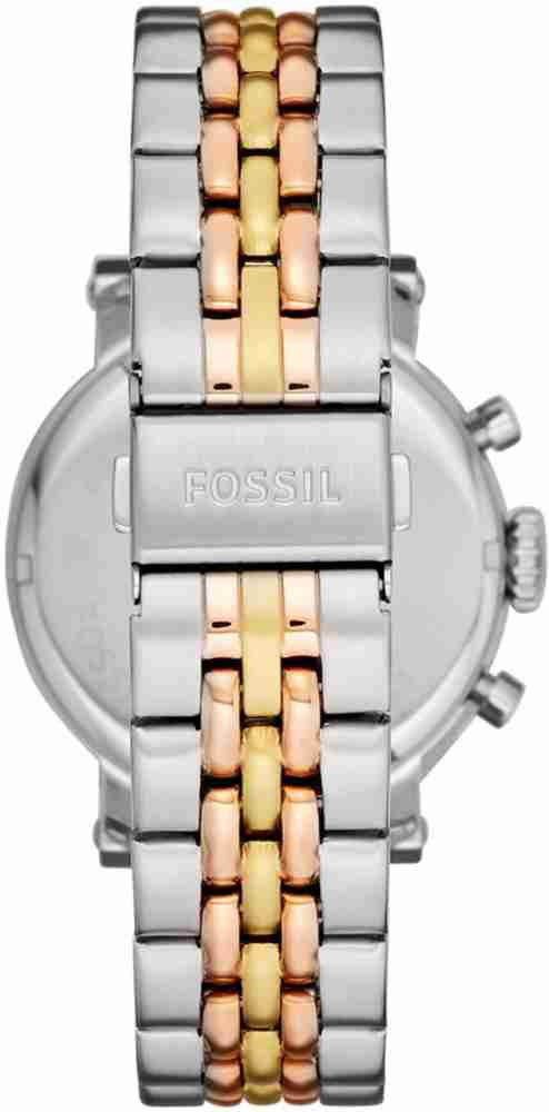 Fossil Boyfriend Chronograph White Dial Two Tone Steel Strap Watch for Women - ES3840 Watches Fossil   