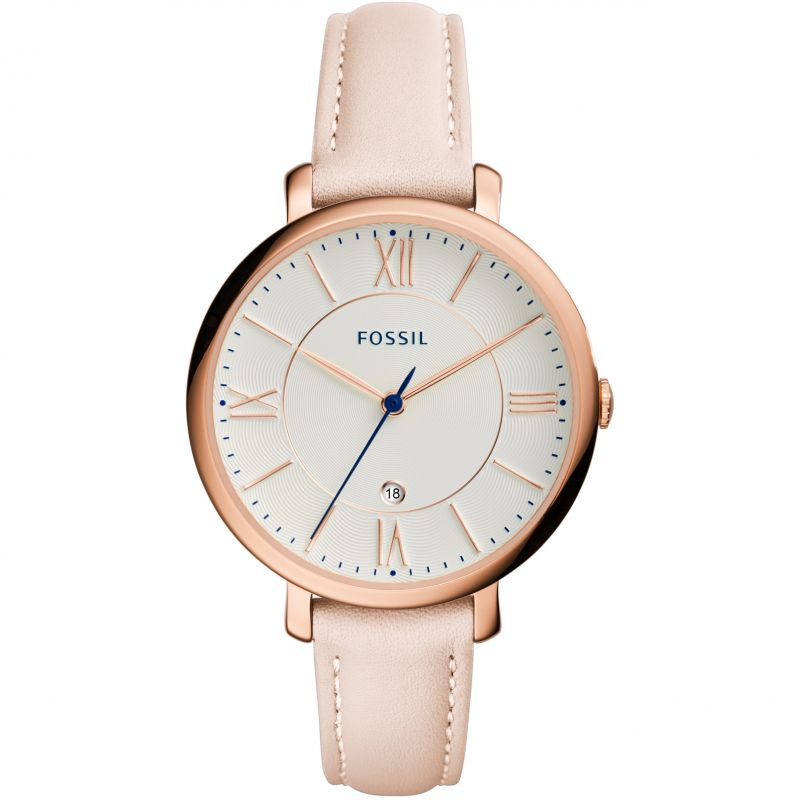 Fossil Jacqueline White Dial Pink Leather Strap Watch for Women - ES3988 Watches Fossil   