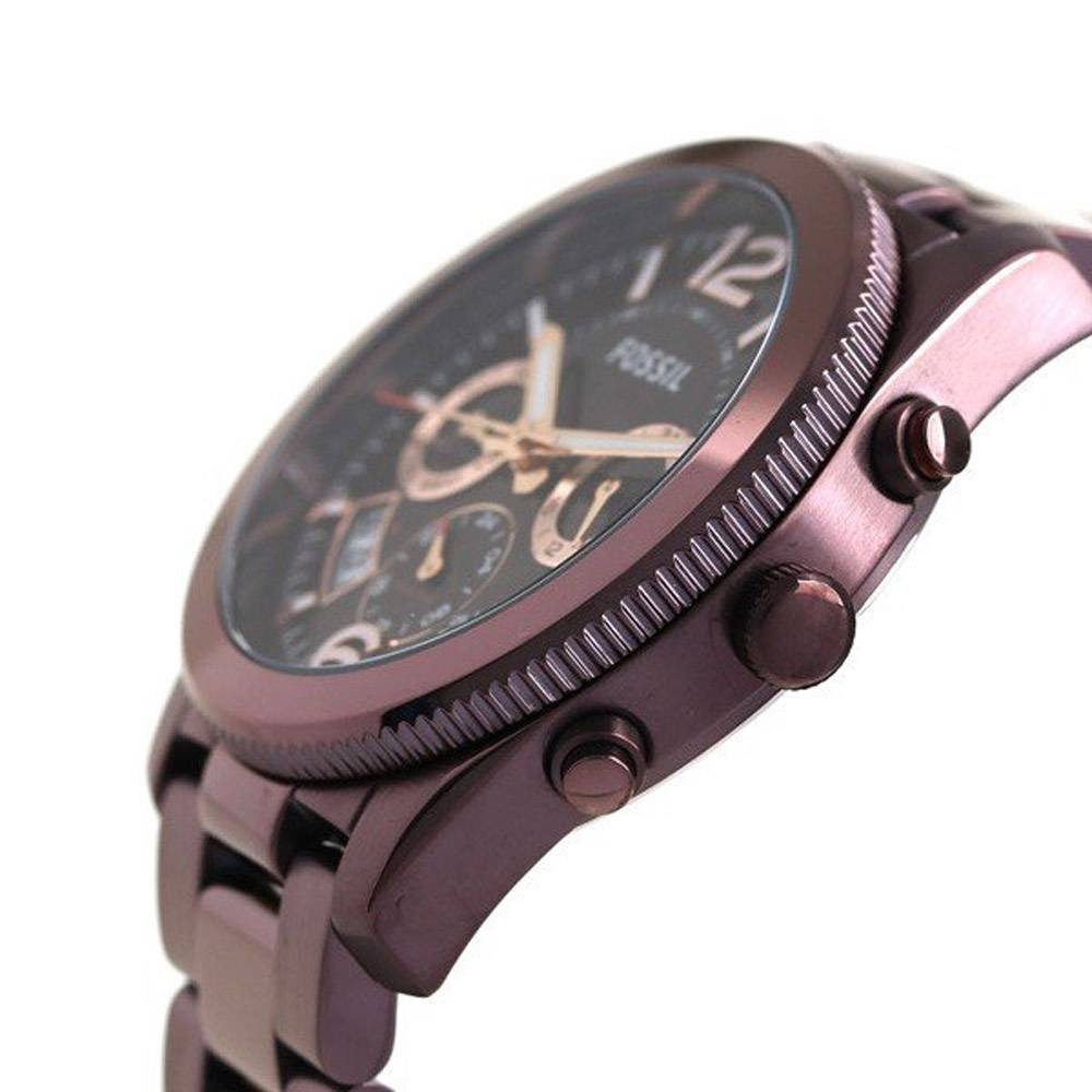 Fossil Perfect Boyfriend Multifunction Maroon Dial Maroon Steel Strap Watch for Women - ES4110 Watches Fossil   