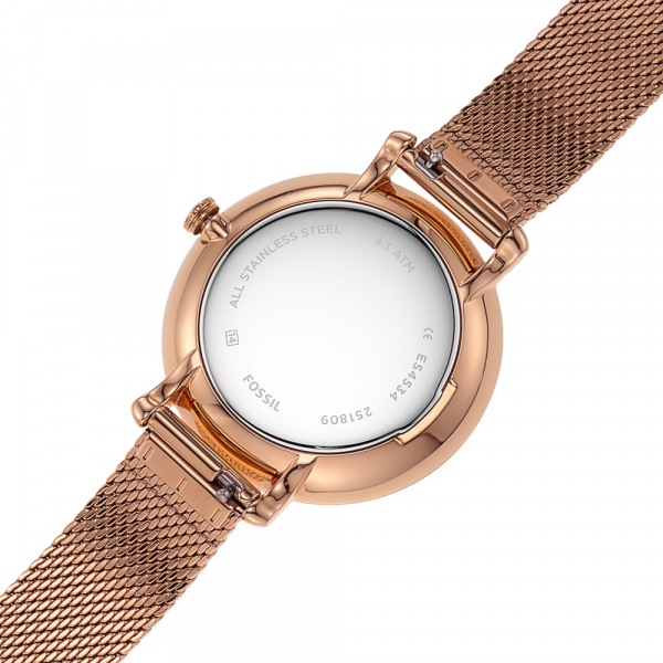 Fossil Jacqueline Three-Hand White Dial Rose Gold Mesh Bracelet Watch for Women - ES4534 Watches Fossil   