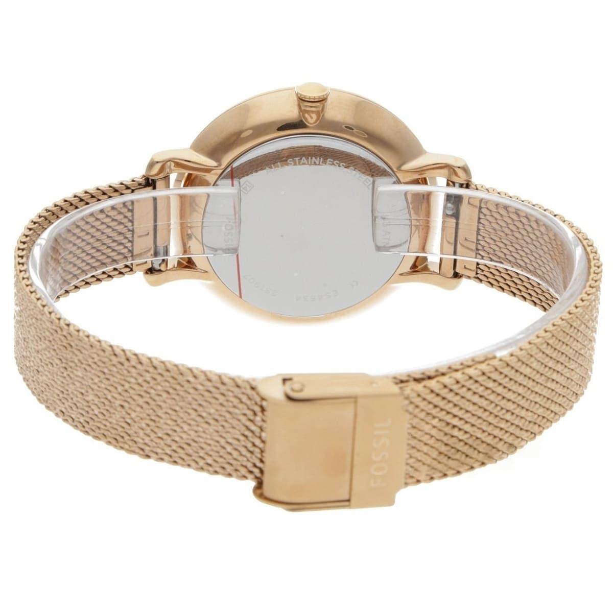 Fossil Jacqueline Three-Hand White Dial Rose Gold Mesh Bracelet Watch for Women - ES4534 Watches Fossil   