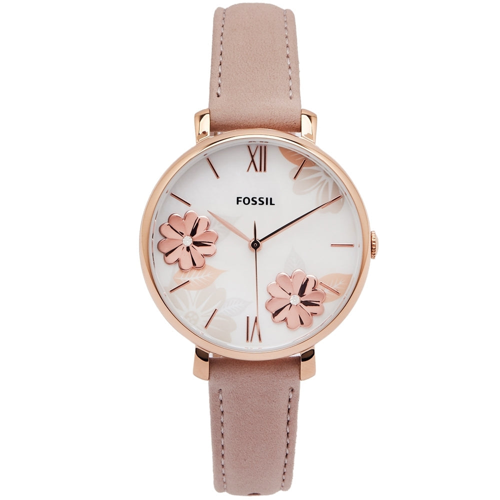 Fossil Jacqueline Three Hand Mother of Pearl Dial Pink Leather Strap Watch for Women - ES4671 Watches Fossil   