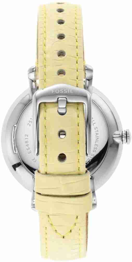 Fossil Jacqueline Three-Hand White Dial Yellow Leather Strap Watch for Women - ES4812 Watches Fossil   