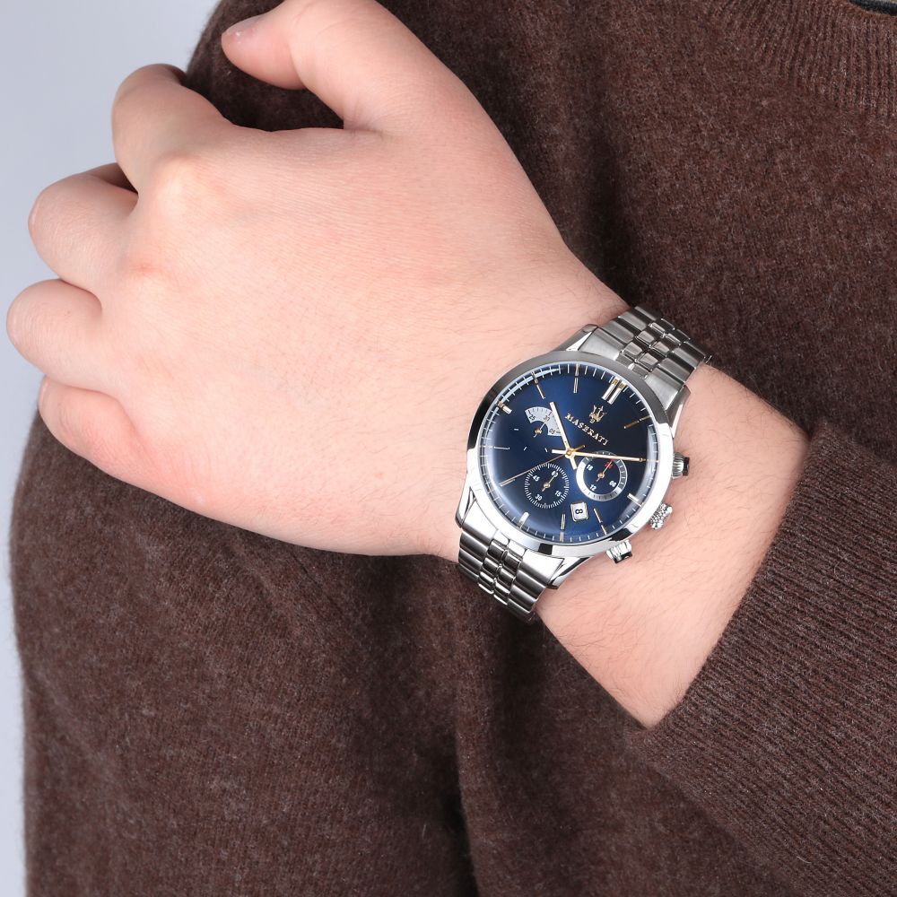 Maserati Ricordo Chronograph Blue Dial Stainless Steel 42mm Watch For Men - R8873633001 Watches Maserati   