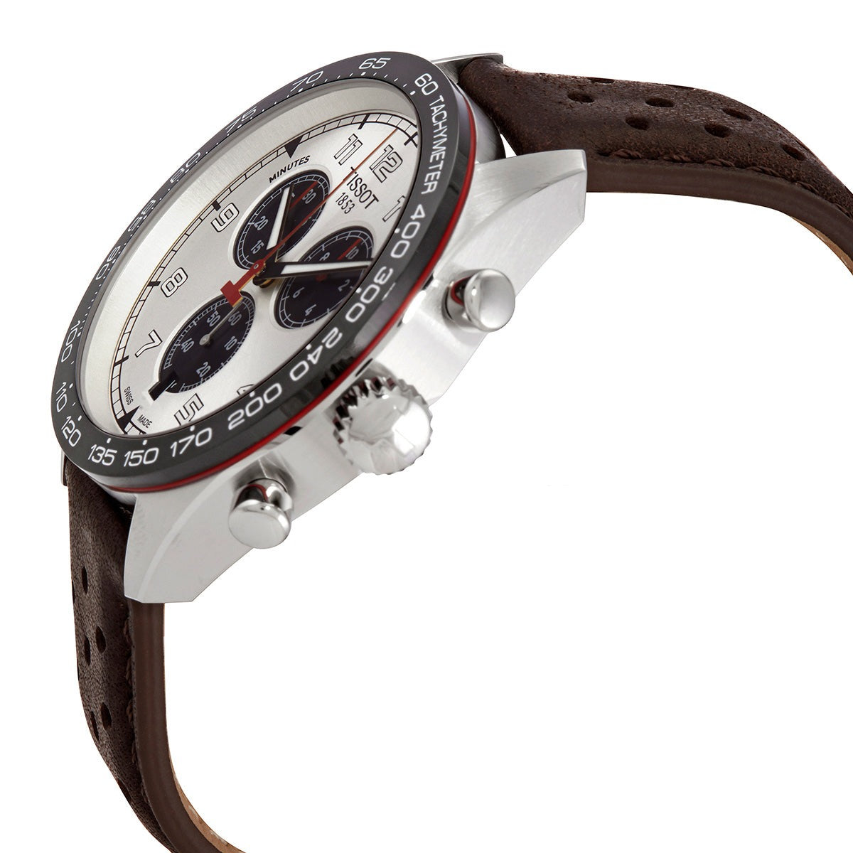 Tissot T Sport PRS 516 Chronograph Silver Dial Brown Leather Strap Watch for Men - T131.617.16.032.00 Watches Tissot   