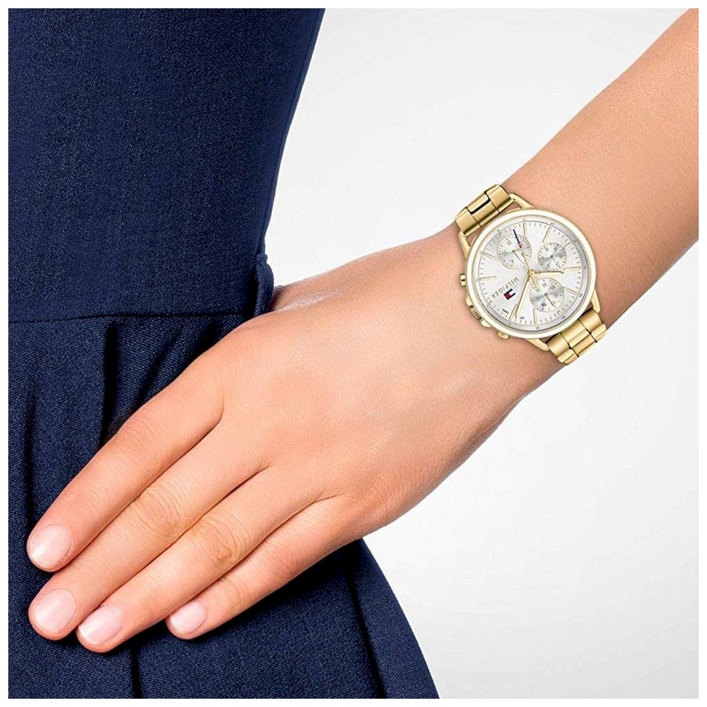 Tommy Hilfiger Carly White Dial Gold Stainless Steel Strap Watch for Women - 1781786 Watches Tommy Hilfiger   