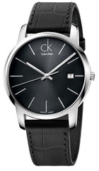 Calvin Klein City Quartz Black Dial Black Leather Strap Watch for Men - K2G2G1C3 Watches Calvin Klein   