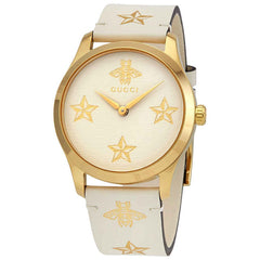 Gucci G Timeless White DIal White Leather Strap Watch For Women - YA1264096 Watches Gucci   