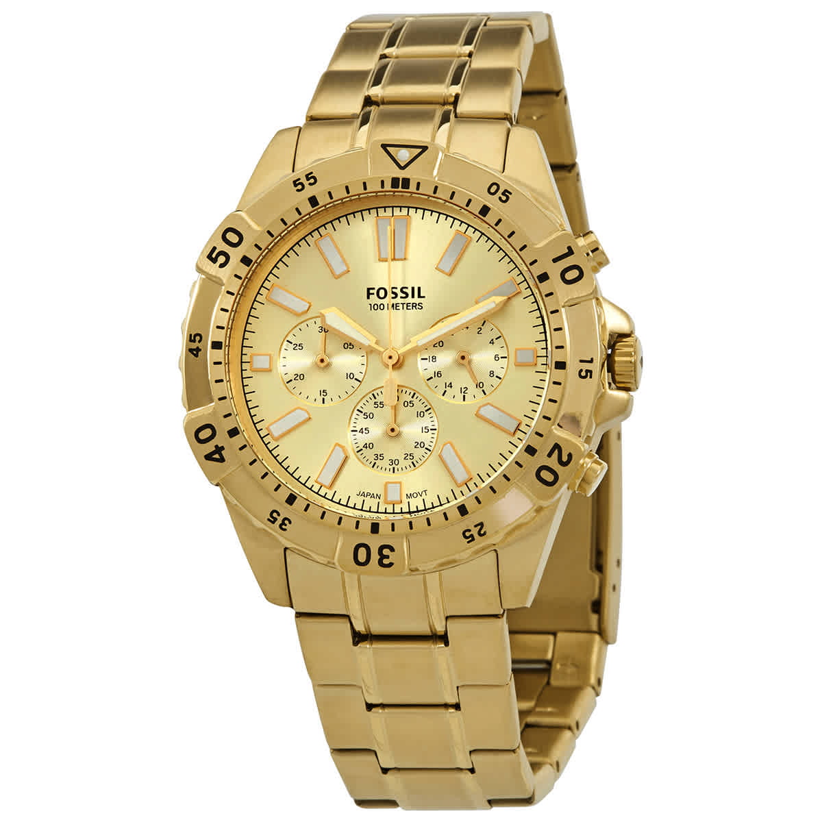 Fossil Garrett Chronograph Gold Dial Gold Steel Strap Watch for Men - FS5772 Watches Fossil   