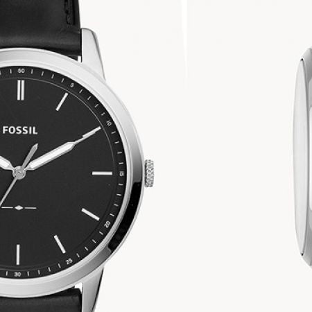 Fossil The Minimalist Three Hand Black Dial Black Leather Strap Watch for Men - FS5398 Watches Fossil   