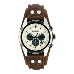 Fossil Coachman Chronograph White Dial Brown Leather Strap Watch for Men - CH2890 Watches Fossil   