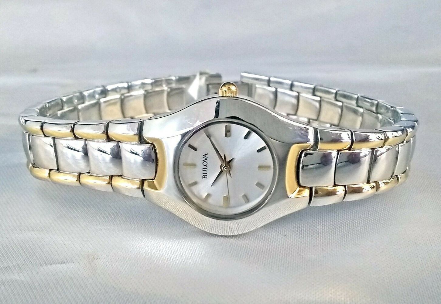 Bulova Classic White Dial Two Tone Steel Strap Watch for Women - 98T84 Watches Bulova   