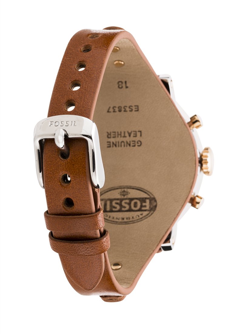 Fossil Boyfriend Chronograph White Dial Brown Leather Strap Watch for Women - ES3837 Watches Fossil   