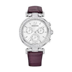 Swarovski Era Journey Chronograph Silver Dial Purple Leather Strap Watch for Women - 5296835 Watches Swarovski   