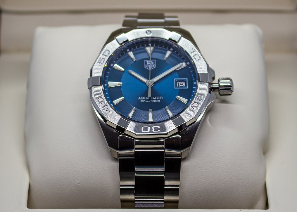 Tag Heuer Aquaracer 41mm Quartz Blue Dial Silver Steel Strap Watch for Men - WAY1112.BA0928 Watches Tag Heuer   