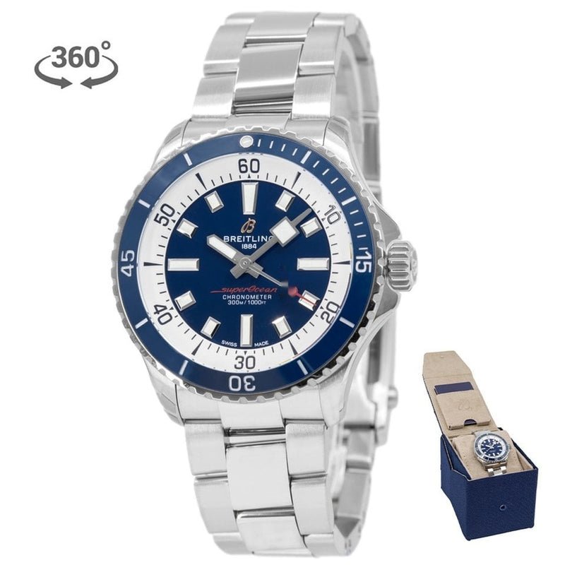 Breitling Superocean Automatic 42mm Blue Dial Silver Steel Strap Watch for Men - A17375E71C1A1 Watches Breitling   