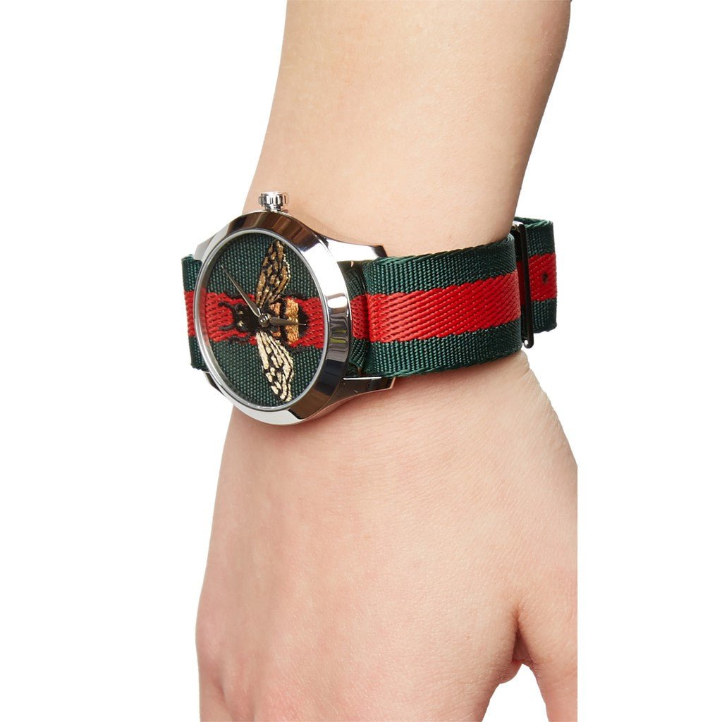 Gucci Le Marche des Merveilles Red & Green Dial Red & Green Nylon Strap Unisex Watch - YA1264060 Watches Gucci   