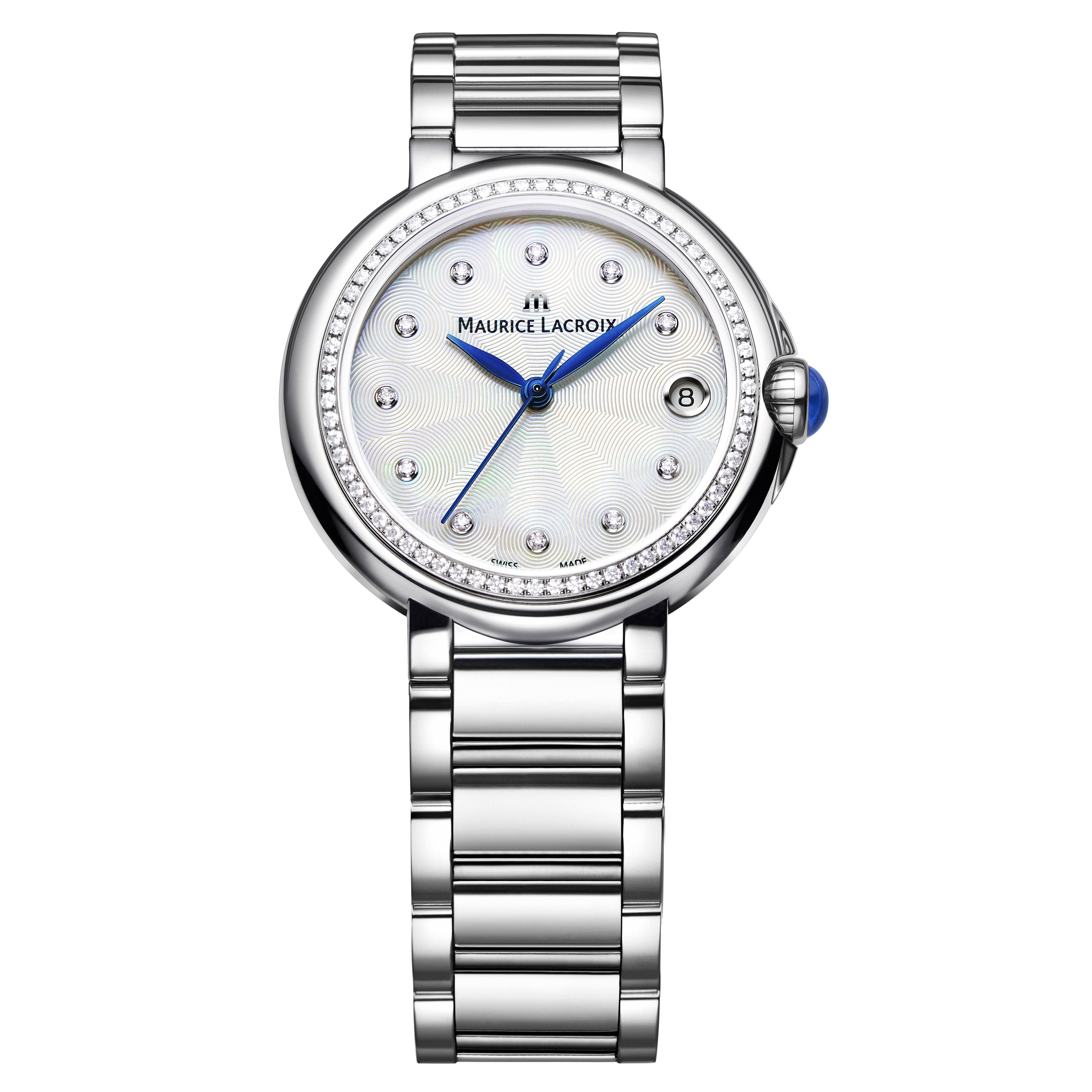 Maurice Lacroix Fiaba Diamonds Mother of Pearl Dial Silver Steel Strap Watch for Women - FA1004-SD502-170-1 Watches Maurice Lacroix   