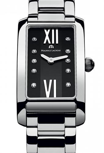 Maurice Lacroix Fiaba Black Dial Silver Steel Strap Watch for Women - FA2164-SS002-350 Watches Maurice Lacroix   