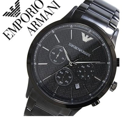 Emporio Armani Dress Chronograph Quartz Black Dial Black Stainless Steel Strap Watch For Men - AR2485 Watches Emporio Armani   