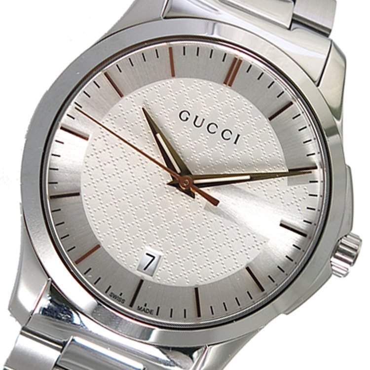 Gucci G Timeless Silver Dial Silver Steel Strap Unisex Watch - YA126442 Watches Gucci   