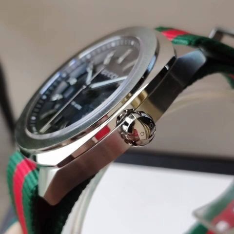 Gucci GG2570 Black Dial Green & Red Nylon Strap Watch For Men - YA142305 Watches Gucci   