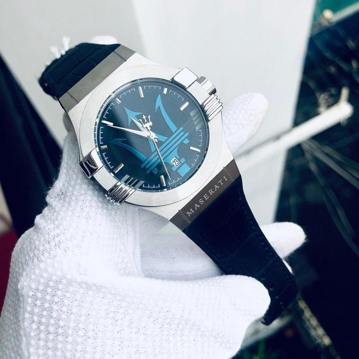 Maserati Potenza Blue Dial Blue Leather Strap Watch For Men - R8851108015 Watches Maserati   