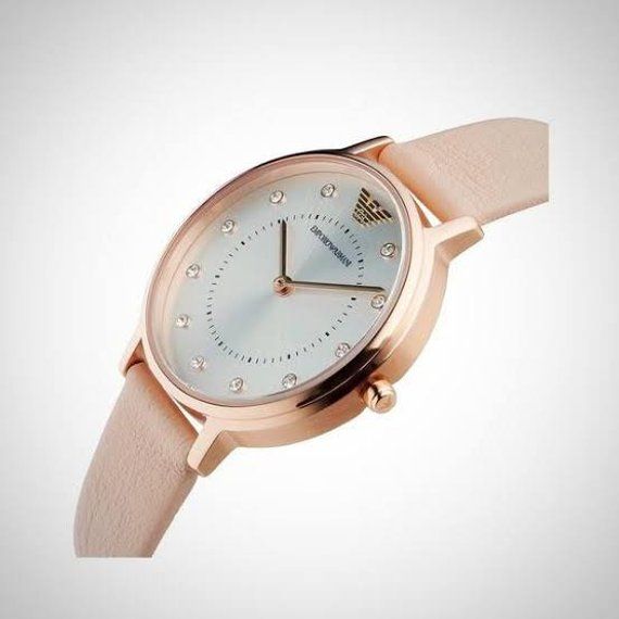 Emporio Armani Kappa Rose Gold & White Dial Beige Nude Leather Strap Watch For Women - AR2510 Watches Emporio Armani   