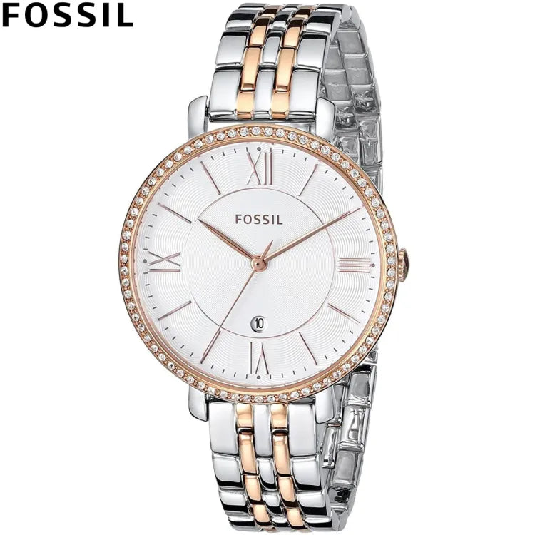 Fossil Jacqueline White Dial Two Tone Steel Strap Watch for Women - ES3634 Watches Fossil   