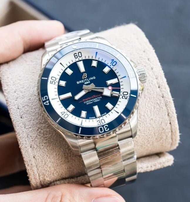 Breitling Superocean Automatic 42mm Blue Dial Silver Steel Strap Watch for Men - A17375E71C1A1 Watches Breitling   