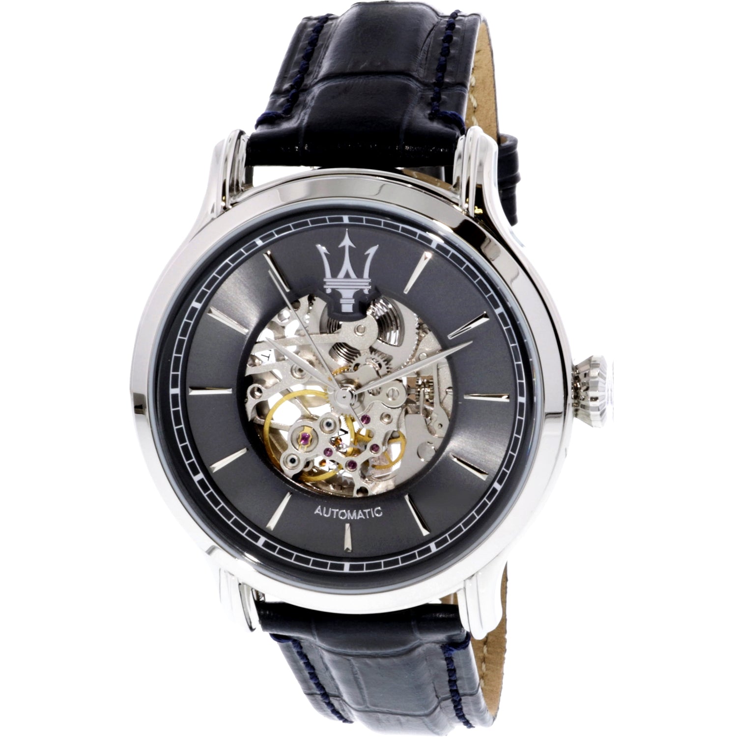 Maserati Epoca Automatic Skeleton Dial Black Leather Strap Watch For Men - R8821118002 Watches Maserati   