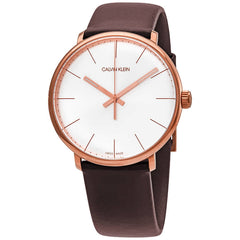 Calvin Klein High Noon Silver Dial Brown Leather Strap Watch for Men - K8M216G6 Watches Calvin Klein   