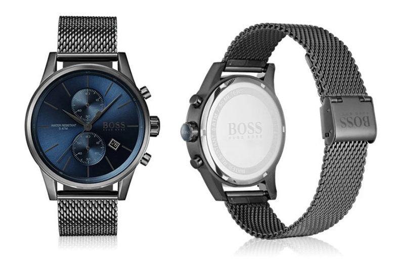 Hugo Boss Jet Blue Dial Gunmetal Mesh Bracelet Watch for Men  - 1513677 Watches Hugo Boss   