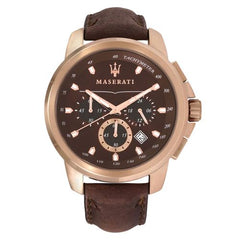 Maserati Successo Brown Dial Brown Leather Strap Watch For Men - R8871621004 Watches Maserati   