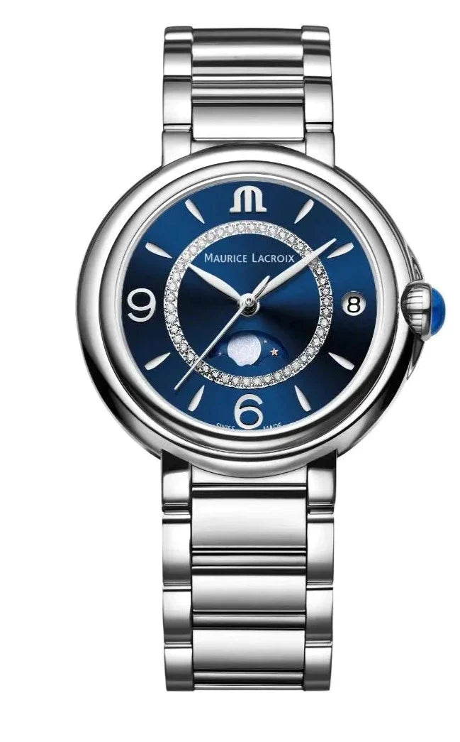 Maurice Lacroix Fiaba Moonphase Blue Dial Silver Steel Strap Watch for Women - FA1084-SS002-420-1 Watches Maurice Lacroix   