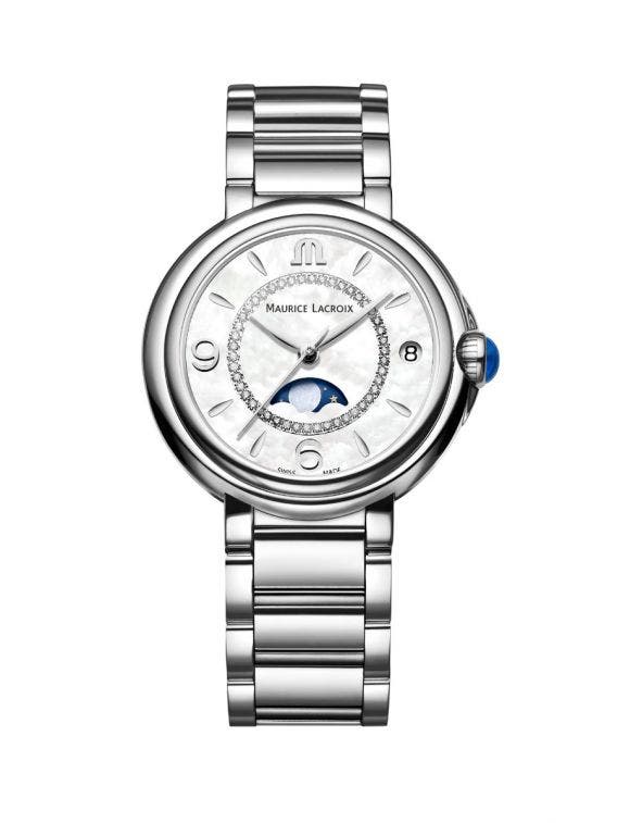 Maurice Lacroix Fiaba Moonphase White Mother of Pearl Dial Silver Steel Strap Watch for Women - FA1084-SS002-170-1 Watches Maurice Lacroix   