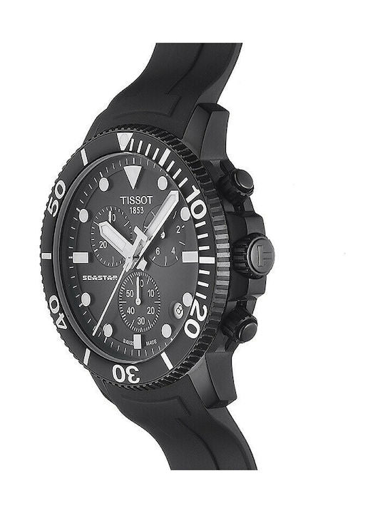 Tissot Seaster 1000 Chronograph Black Dial Black Silicone Strap Watch For Men - T120.417.37.051.02 Watches Tissot   