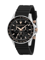 Maserati SFIDA 44mm Black Silicon Chronograph Watch For Men - R8871640002 Watches Maserati   