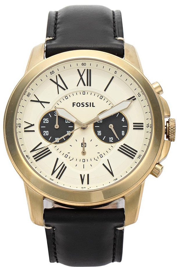 Fossil Grant Chronograph White Dial Black Leather Strap Watch for Men - FS5272 Watches Fossil   