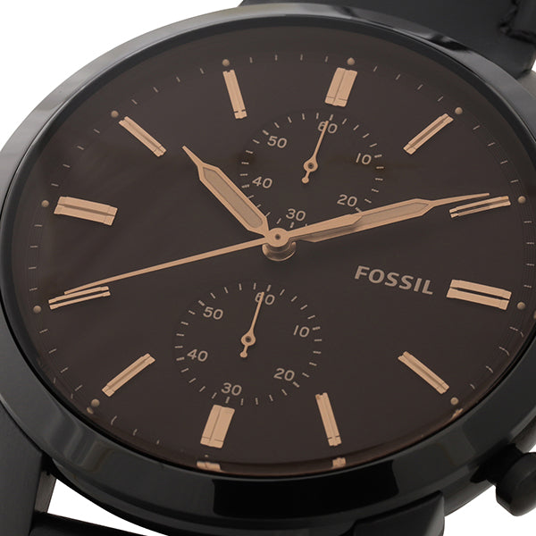 Fossil Goodwin Chronograph Black Dial Black Leather Strap Watch for Men - FS5585 Watches Fossil   