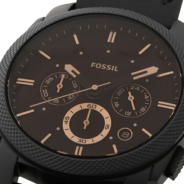 Fossil Machine Chronograph Black Dial Black Leather Strap Watch for Men - FS5586 Watches Fossil   