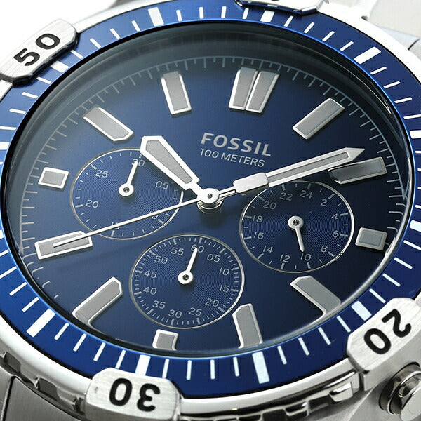 Fossil Garrett Chronograph Blue Dial Silver Steel Strap Watch for Men - FS5623 Watches Fossil   