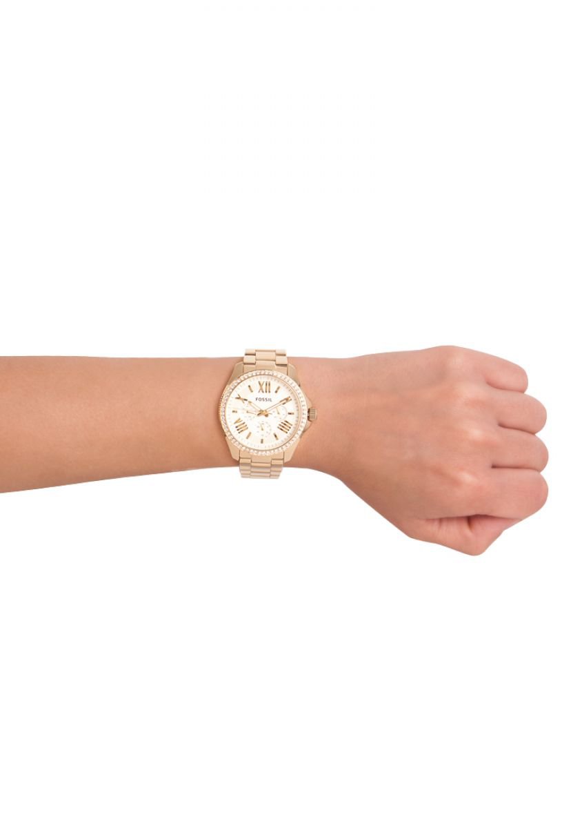 Fossil Cecile Chronograph Gold Dial Gold Steel Strap Watch for Women - AM4482 Watches Fossil   