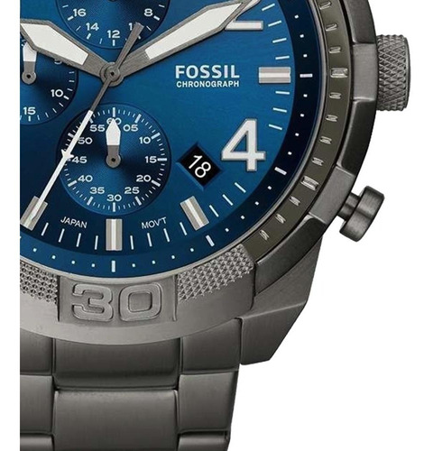 Fossil Bronson Chronograph Blue Dial Grey Steel Strap Watch for Men - FS5711 Watches Fossil   