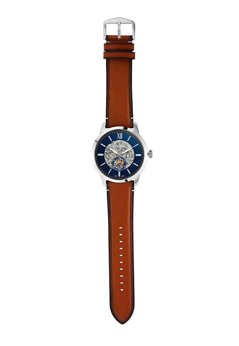 Fossil Townsman Automatic Skeleton Blue Dial Brown Leather Strap Watch for Men - ME3154 Watches Fossil   