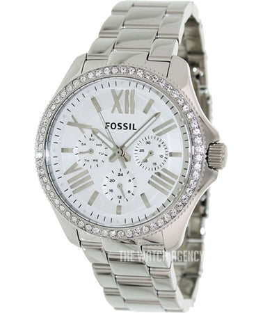 Fossil Cecile Chronograph Silver Dial Silver Steel Strap Watch for Women - AM4481 Watches Fossil   