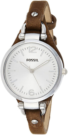 Fossil Georgia White Dial Brown Leather Strap Watch for Women - ES3060 Watches Fossil   