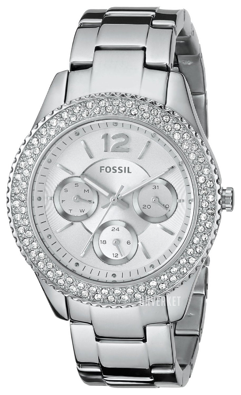 Fossil Stella Silver Dial Silver Steel Strap Watch for Women - ES3588 Watches Fossil   