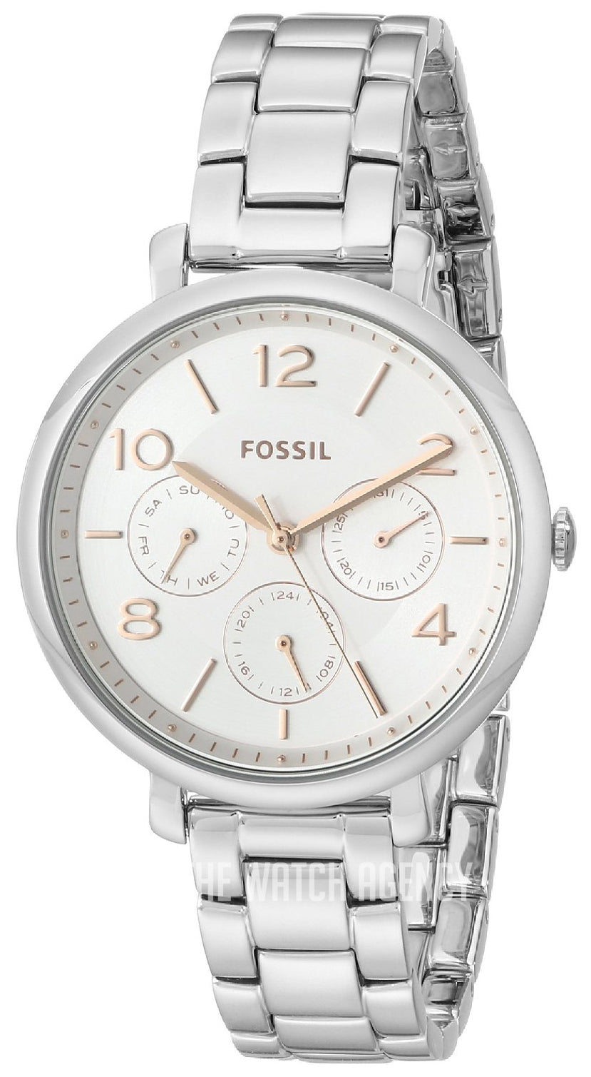 Fossil Jacqueline Multifunction White Dial Silver Steel Strap Watch for Women - ES3738 Watches Fossil   